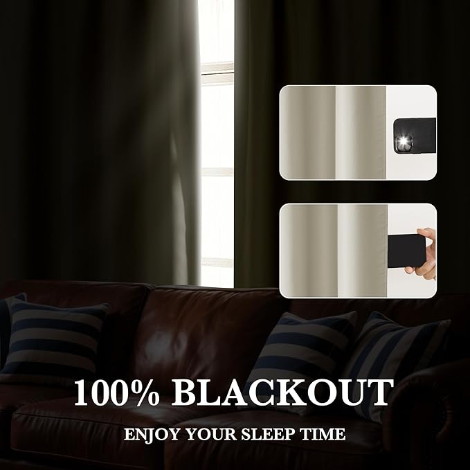 RYB HOME 100% Blackout Short Curtains for Small Window, Thermal Insulated Total Room Darkening Noise Reducing Curtains for Basement Bathroom RV Cars, 29 inches Wide by 24 inches Long, Natural