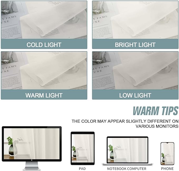 Extra Wide Ivory Sheer Curtains for Window 96 Inches Long 2 Panels Set, Elegant Light Filtering Voile Sheer Curtains for Sliding Glass Door, Dual Rod Pocket Window Drapes, 2x59Wx96L Inches