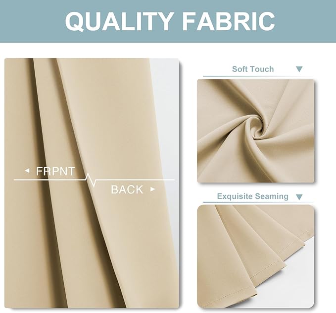 ChrisDowa Blackout Curtains 54 inches Long for Bedroom - 2 Panels Set Grommet Thermal Insulated Room Darkening Curtains for Living Room (Biscotti Beige, 52 x 54 Inch)