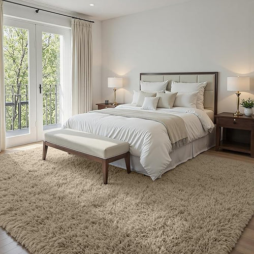 5x8 Area Rugs for Living Room: Soft Fluffy Shag Gray Camel Rugs for Bedroom, Non Slip Large Fuzzy Plush Rug Indoor Floor Carpet for Nursery Kids Boys Girls Room, Dorms, Playroom, Modern Home Decor
