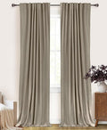 100% Blackout Shield Linen Blackout Curtains for Bedroom 120 Inches Long, Back Tab/Rod Pocket Living Room Drapes, Thermal Insulated Blackout Curtains 2 Panels Set, 50" W x 120" L, Faux Linen