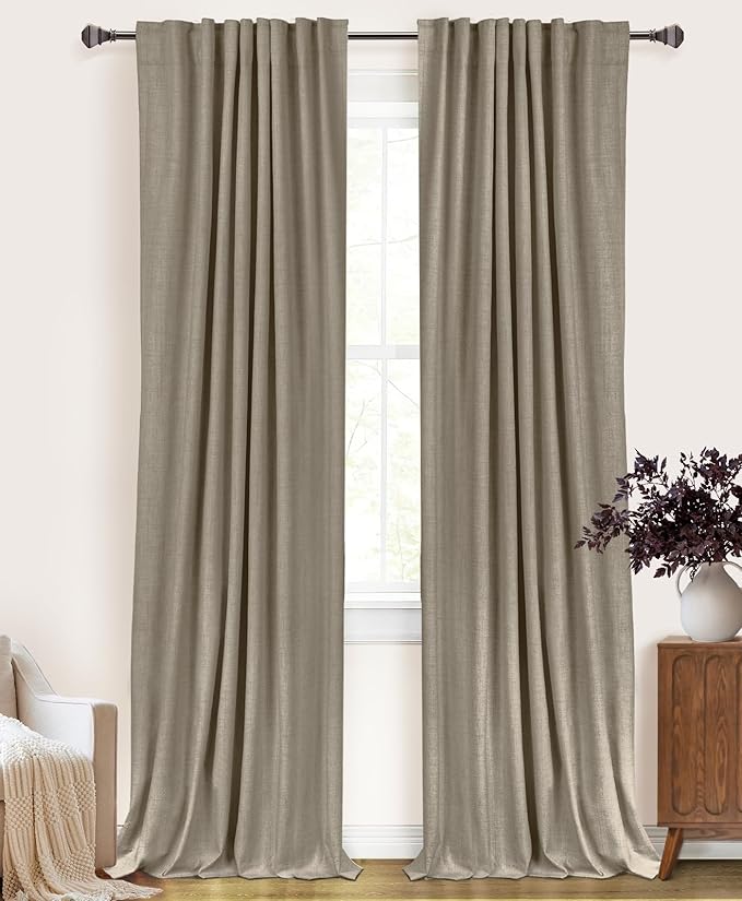 100% Blackout Shield Polyester Blackout Curtains for Bedroom 72 Inches Long, Back Tab/Rod Pocket Living Room Drapes, Thermal Insulated Blackout Curtains 2 Panels Set, 50" W x 72" L, Faux Polyester