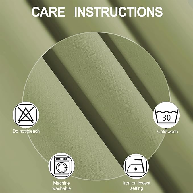 LEMOMO Sage Green Thermal Blackout Curtains/52 x 54 Inch/Set of 2 Panels Room Darkening Curtains for Bedroom