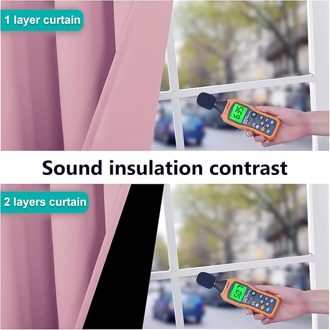 NICETOWN Crystal Pink Full Shade Curtain Panels, Pair of Energy Smart & Noise Blocking Out Blackout Drapes for Dining Room Window, Thermal Insulated Guest Room Lined Window Dressing(70 x 72 inch)