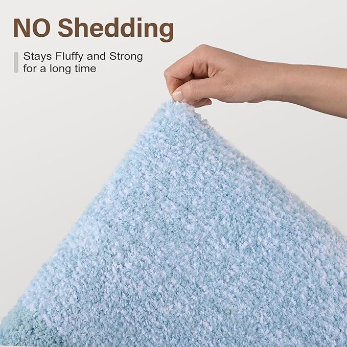 60x24 Long Bathroom Rugs Washable Non Slip, Light Blue Bath Mat for Bathroom Floor Tub, Soft Absorbent Quick Dry Mats for Shower, Bathtub,Home Decor