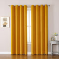 ChrisDowa Room Darkening Curtains 80 Inches Long 2 Panels Set for Living Room, Grommet Thermal Insulated Blackout Curtains for Bedroom (Mustard Yellow, 52 x 80 Inch)