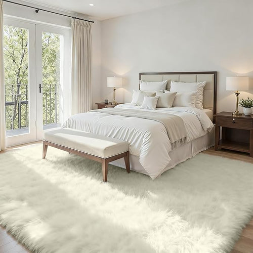 5x7 Area Rugs for Living Room Rug: Soft Fluffy Shag Cream White Rugs for Bedroom, Non-Slip Large Fuzzy Plush Rug Indoor Floor Carpet for Nursery Kids Boys Girl Room, Dorms, Playroom, Modern Home Decor