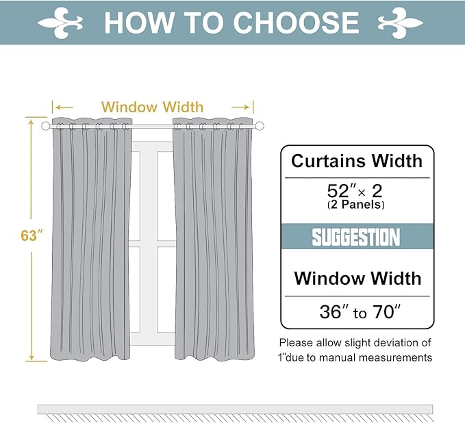 ChrisDowa Grommet Blackout Curtains for Bedroom and Living Room - 2 Panels Set Thermal Insulated Room Darkening Curtains (Light Grey, 52 x 63 Inch)