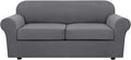 H.VERSAILTEX 3 Piece Stretch Sofa Covers for 2 Cushion Sofa Couch Covers for Living Room Furniture Cover (Base Cover Plus 2 Seat Cushion Covers) Thicker Jacquard Fabric(Large Sofa, Grey)