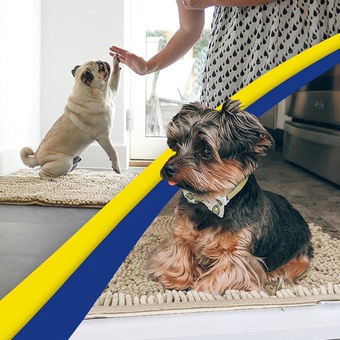 Muddy Mat® | Super Absorbent Door Mat Indoor, Microfiber Quick Dry Chenille Entryway Rug, Non-Slip Front Door Mat, Indoor Mats for Entryway, Machine Washable Pet Rug, Beige 30"x19"