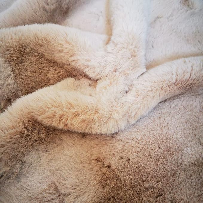 Ghouse Ultra Soft Faux Rabbit Fur Rug 5x8, Machine Washable Area Rugs for Bedroom Fluffy Rugs for Living Room, No-Shedding Carpet Sheepskin Rug Light Brown Beige