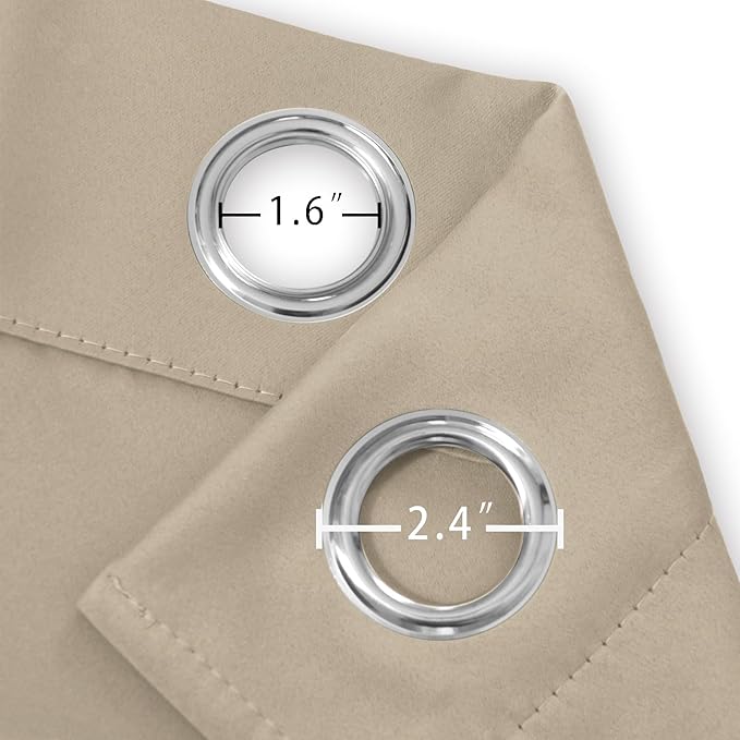LEMOMO Blackout Curtains 66 x 95 inch/Khaki Curtains Set of 2 Panels/Thermal Insulated Room Darkening Bedroom Curtains
