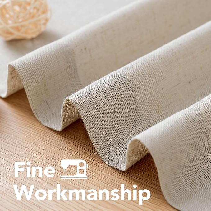 H.VERSAILTEX Luxurious Natural Linen Curtains - 2 Pieces - Total Size 104 Inch Wide (52 Inch Each Panel) - Light Filtering Solid Drapes for Window Grommet Top (Set of 2, 52 by 63Inch, Angora)