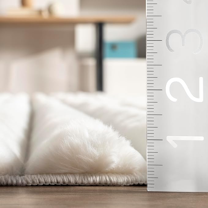 Nuloom SuperiorWash Collection Kai Off-White, 7'6" x 9'6", Fluffy and Cozy, High Traffic, Stain Resistant, Easy Clean, Durable Washable Area Rug for Bedroom, Living Room, Dining, Den, Foyer, Entryway