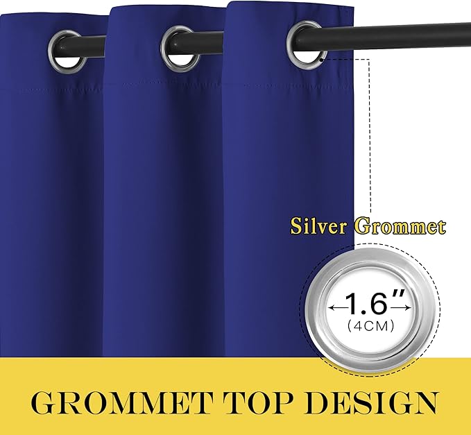 NICETOWN Blackout Curtains Panels for Bedroom - 3 Pass Microfiber Noise Reducing Thermal Insulated Solid Ring Top Blackout Window Drapes (2 Panels, 66 x 84 Inch, Navy Blue)