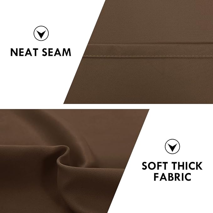 DWCN Blackout Curtains Thermal Insulated Energy Saving Bedroom and Kitchen Curtains Window Treatments, W 38 x L 45 Inch, Set of 2 Brown Rod Pocket Drapes