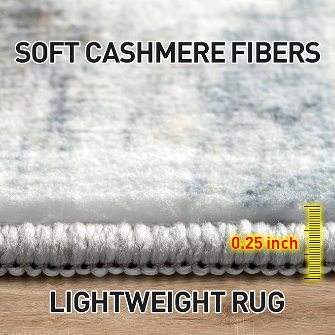4x6 Area Rugs Washable Rug: Modern Abstract Living Room Rug Soft Anti-Skid Thin Carpet Indoor Floor Non-Shedding Carpets for Bedroom Dining Room Farmhouse Nursery Home Office - Blue Multi
