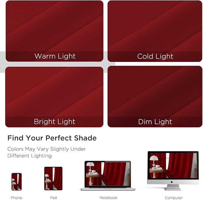 CUCRAF Red Blackout Curtains 96 inch Length 2 Panels Set, Rod Pocket Room Darkening Drapes for Bedroom Living Room, Insulated Thermal Light Blocking Window Curtain (W52 x L96 Inch)