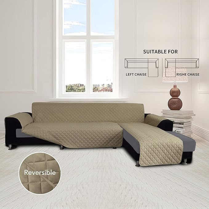 Easy-Going Sofa Slipcover L Shape Sofa Cover Sectional Couch Cover Furniture Protector Mat for Pets Dog Cat (X-Large, Beige/Beige)