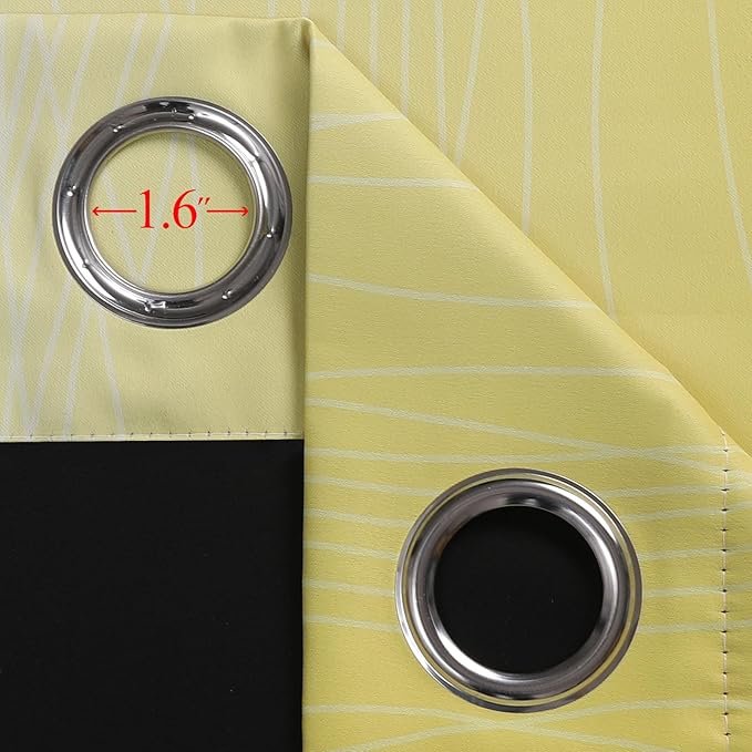 Estelar Textiler Yellow and Black Ombre Blackout Curtains for Bedroom, Thermal Insulated Gradient Blackout Drapes, Full Room Darkening Energy Saving Curtains for Living Room, 42Wx72L, 2 Panels