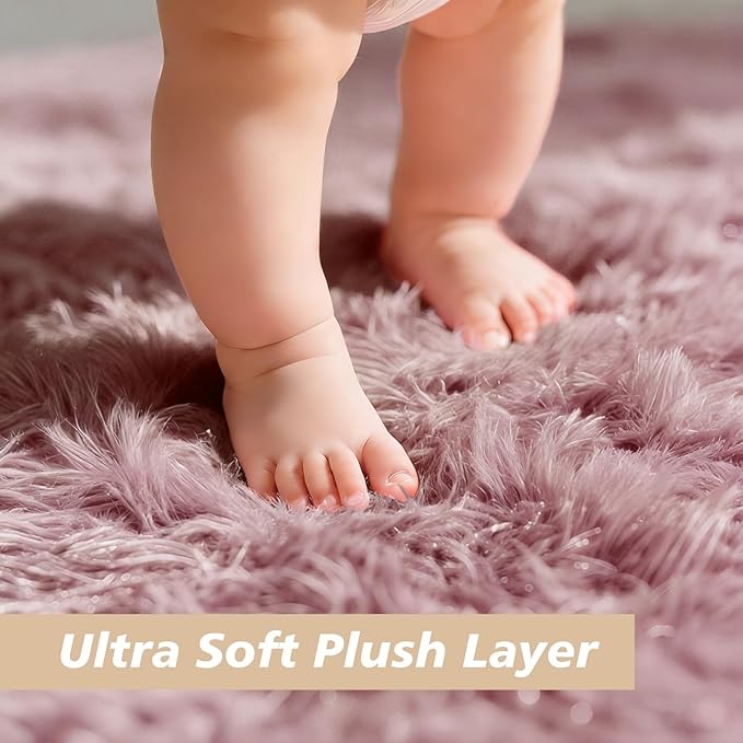 Shag Area Rug for Bedroom 5x8,Blush Fluffy Area Rugs for Living Room,Soft Fuzzy Rug Non-Shedding Indoor Plush Carpet for Kids Bedroom Nursery Dorm Home Decor