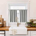 RYB HOME 100% Blackout Bathroom Curtains Over Sink 24 inches Long, Heat & UV Blocking Total Room Darkening Noise Reducing Curtains for Basement RV Campers, Sliver Grey, 2 Panels Set