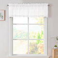 Simplebrand White Valances 14 Inches Long for Living Room Pocket 2 Panel Light Filtering Sheer Translucent Valence Toppers for Window Kitchen Bathroom Bedroom White 42x14 Inch Length
