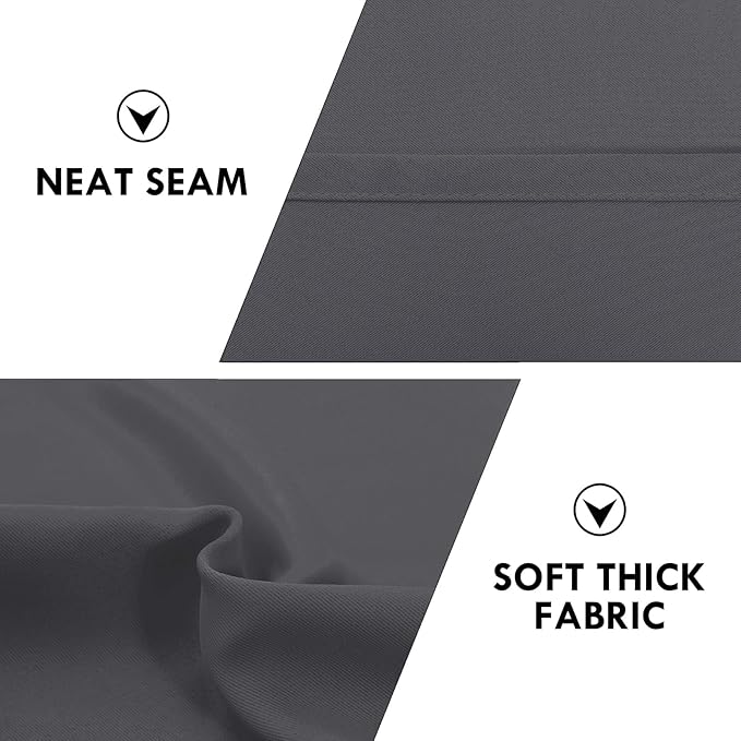 DWCN Blackout Curtains for Bedroom 84 inches Long 2 Panels Set, Solid Thermal Insulated Energy Saving Rod Pocket Window Treatment Curtains Blackout Drapes (W38 x L84 Inch, Dark Grey)