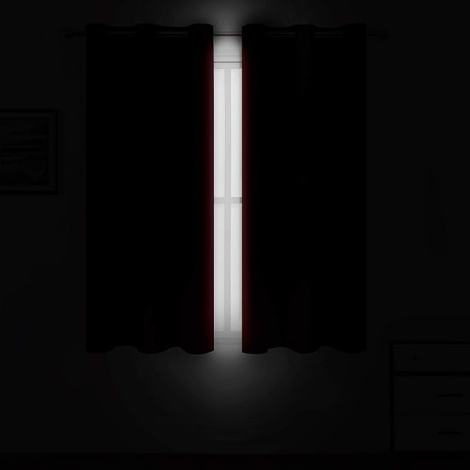 LEMOMO Red Blackout Curtains 42 x 54 Inch Length Set of 2 Panels Grommet Bedroom Curtains for Living Room