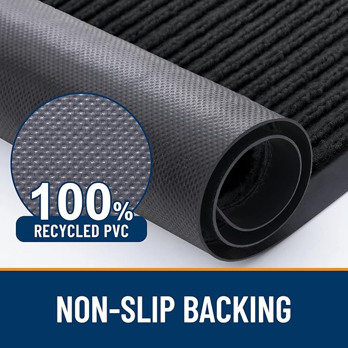 OLANLY Front Door Mat Indoor Outdoor Entrance, 2-Pack 35 x 23 Inch, Waterproof Heavy Duty Doormat, Fade Resistant, Low Profile, Easy Clean Patio Porch Welcome Floor Mats for Entry, Black