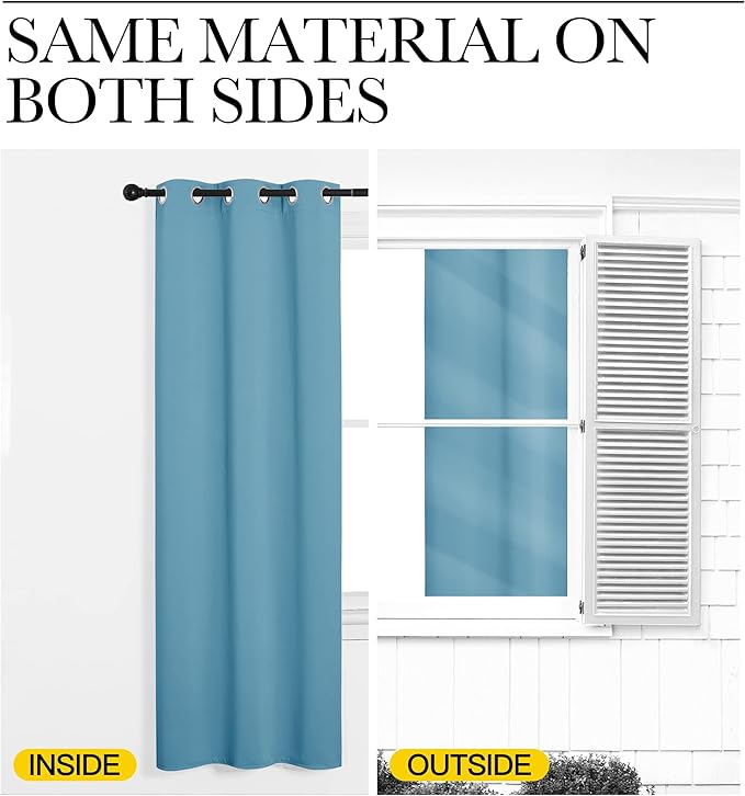 NICETOWN Teal Blue Blackout Curtains 86 inches Length for Living Room, 2 Panels, 55" Wide, Thermal Insulated Long Drapes for Large Window