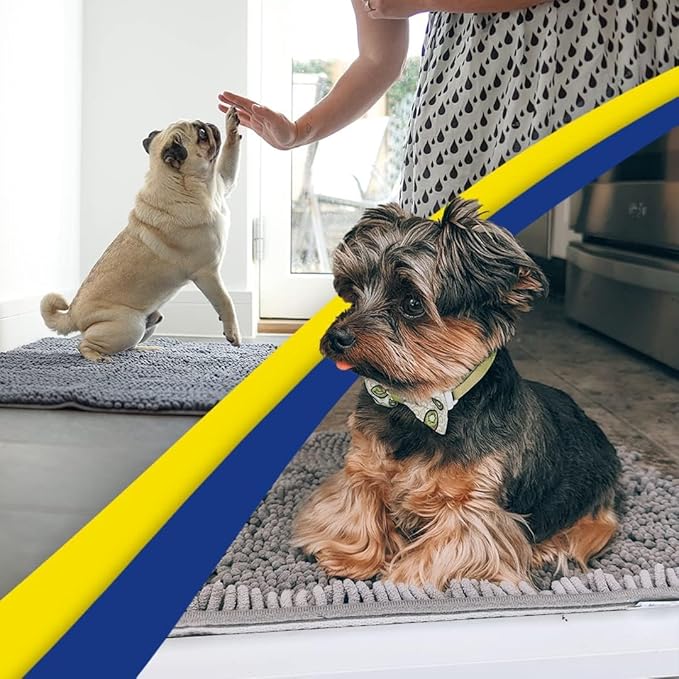 Muddy Mat® | Super Absorbent Door Mat Indoor, Microfiber Quick Dry Chenille Entryway Rug, Non-Slip Front Door Mat, Indoor Mats for Entryway, Machine Washable Pet Rug, Grey 36"x120"