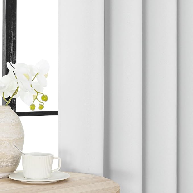 Joydeco Blackout Curtains 90 Inches Long 2 Panels Set, Thermal Insulated Long Curtains& Drapes 2 Burg, Room Darkening Drapes for Bedroom Living Room (Greyish White, W37 x L90 Inch)