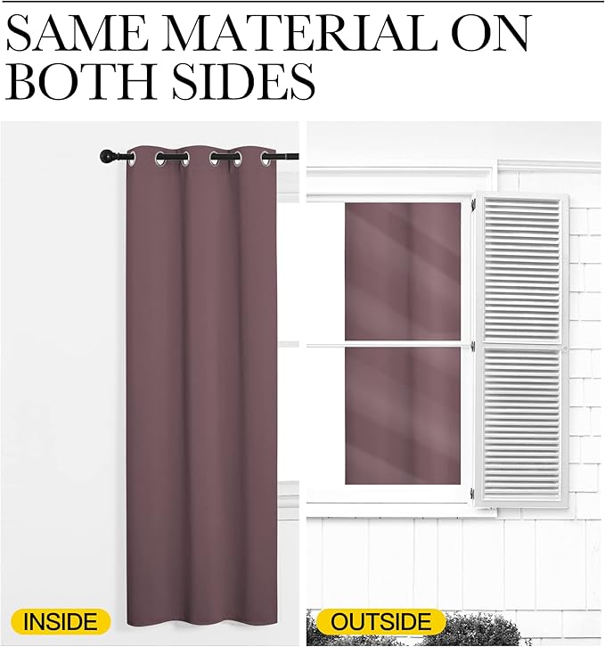 NICETOWN Bedroom Curtain Panels Blackout Draperies, 1 Pair, 29 by 40 inches, Dry Rose, Thermal Insulated Solid Grommet Blackout Curtains/Drapes for Small Window