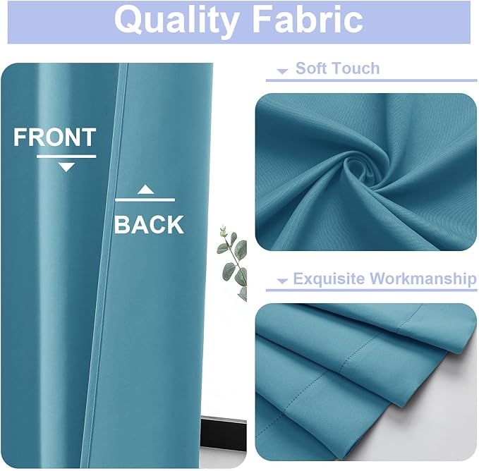 Simplebrand Ava Turquoise Blackout Curtains for Bedroom 84 Inch Length 2 Panels Set, Solid Thermal Insulated Privacy Nursery Window Treatment Curtains Blackout Drapes, W40 x L84 Inch, Turquoise