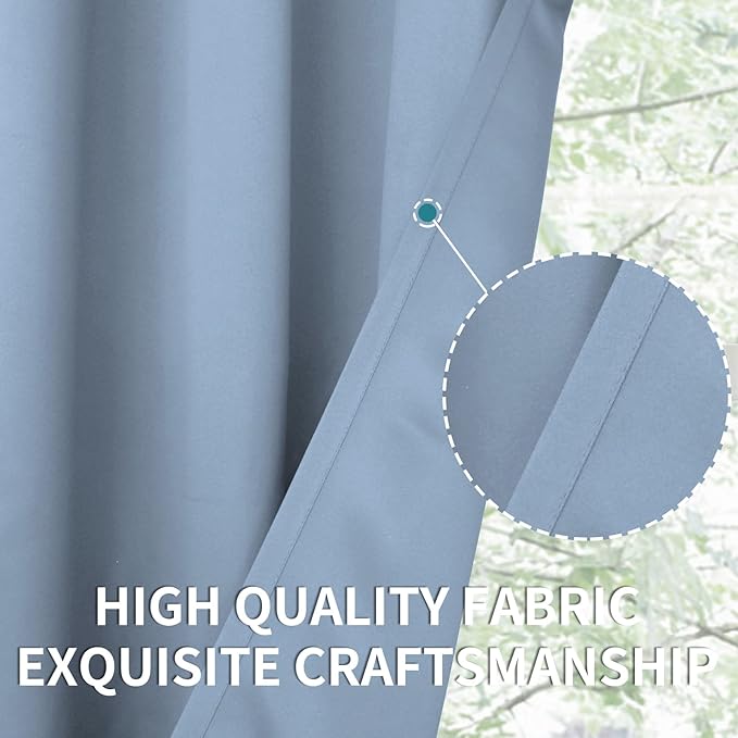 BGment Blackout Curtains for Living Room - Grommet Thermal Insulated Room Darkening Curtains for Bedroom, 2 Panels of 52 x 63 Inch, Spa Blue