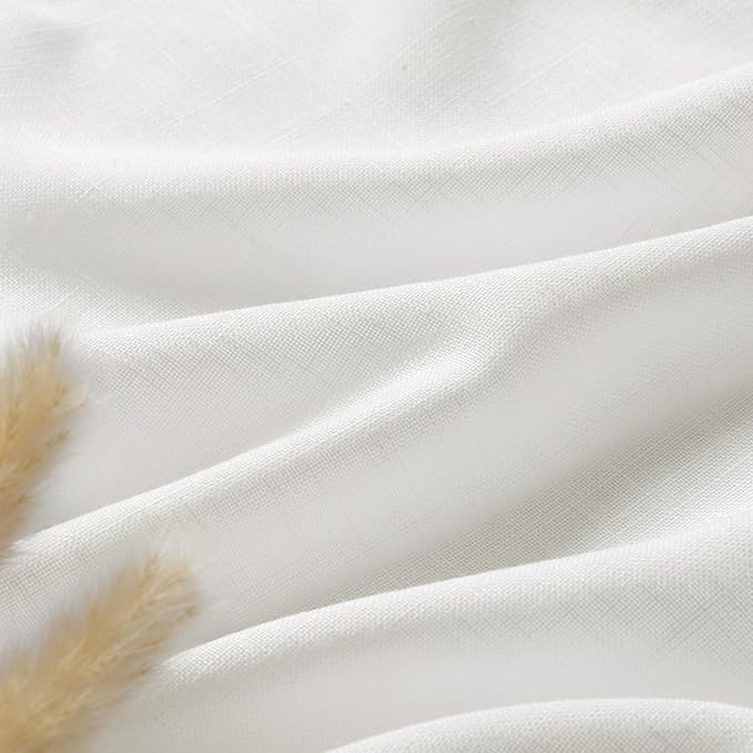 Linen Off White Curtains 145 inch Extra Long for Living Room Back Tab Light Filtering Sheer Drapes Modern Farmhouse Coastal Decor Cotton Textured Curtain for Floor to Ceiling High Window 52x145