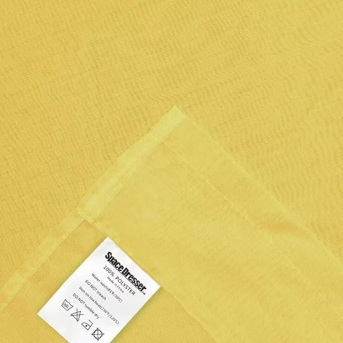 SpaceDresser Yellow Sheer Curtains 4 Panels Rod Pocket Semi-Sheer Curtain 45 Inches Long Light Filtering Voile Window Drapes for Bedroom Living Room Kitchen, Each 52W x 45L