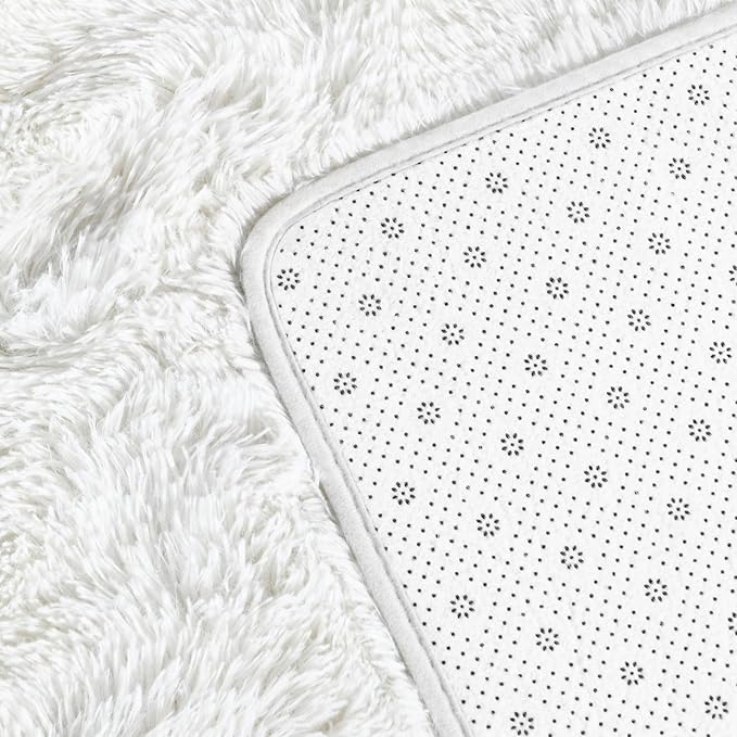 Deerhoo Shag Area Rug, 4 X 6 Plush Fuzzy Rugs for Living Room, Ultra Soft Fluffy Furry Rug for Bedroom, Indoor Carpet Nursery Rugs for Kids Room Home Decor, White