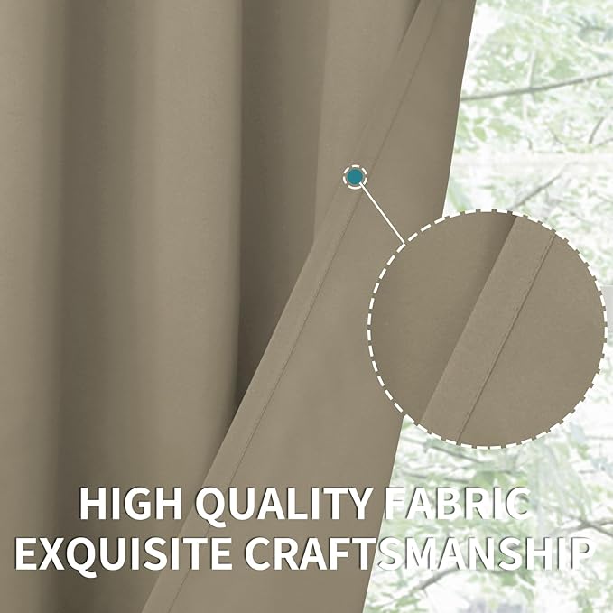 BGment Room Darkening Curtains 72 Inches Long - Grommet Thermal Insulated Drapes Window Treatment Curtains for Bedroom, 2 Panels, 52 x 72 Inch, Cocoa