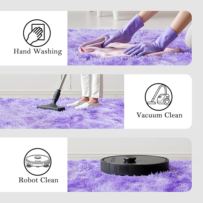 Area Rugs 10x14 Living Room, Shaggy Carpet Soft Plush Furry Bedside Rug Large Area Rugs for Bedroom Kids Girls Boys Home Decor Anti Slip(10 x 14, Purple Starry)