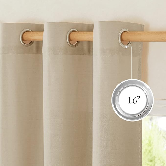 NICETOWN Linen Angora Curtains 120 inches Long for Bedroom, Grommet Privacy Assured Semi Sheer with Light Filtering Thick Flax Linen Window Treatments for Living Room, W55 x L120, 2 Panels