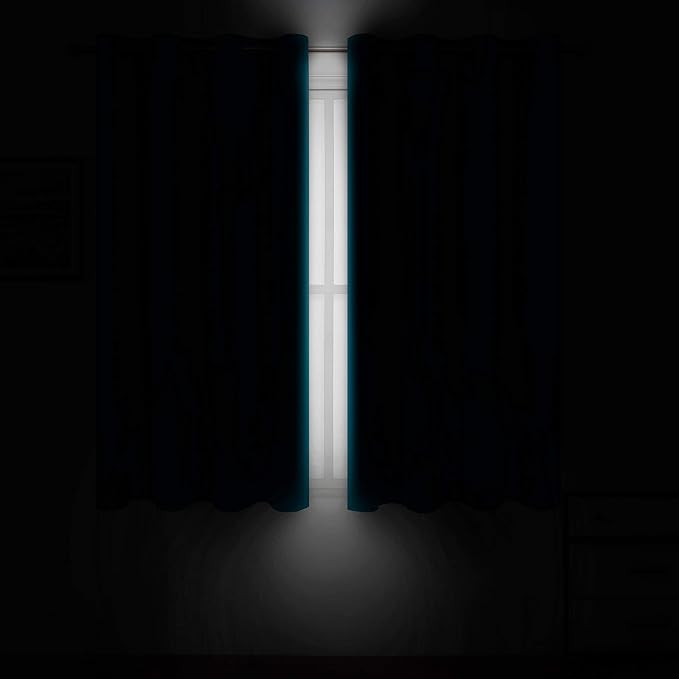 LEMOMO Teal Blackout Curtains/52 x 45 Inch Length Kids Curtains/Set of 2 Panels Grommet Bedroom Curtains for Living Room