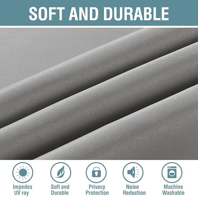 H.VERSAILTEX Grey Blackout Curtains for Bedroom Thermal Insulated Room Darkening Blackout Curtain Panel for Door, Window Panel Drapes - 1 Panel - 52 inch Wide by 102 inch Long, Dove Gray, Grommet Top