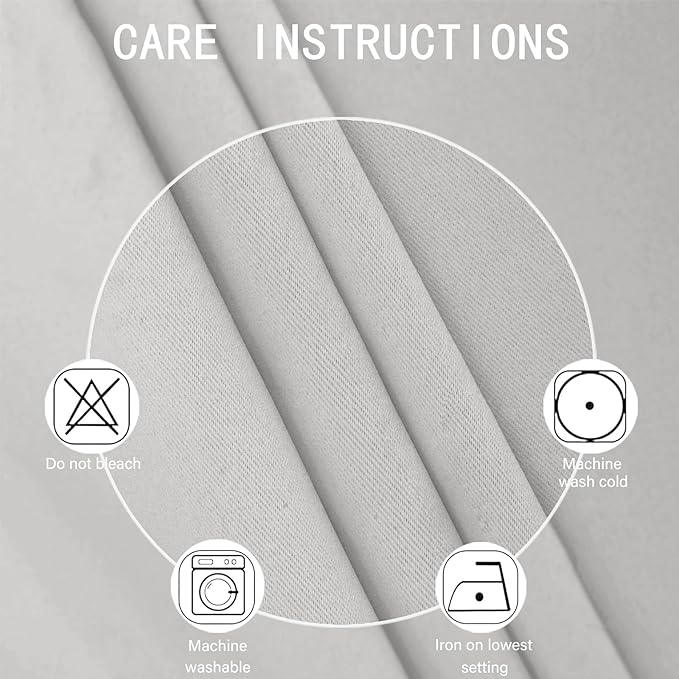 LEMOMO Blackout Curtains 66 x 54 Inch Long Light Grey Curtains Set of 2 Panels Room Darkening Curtains for Bedroom and Living Room