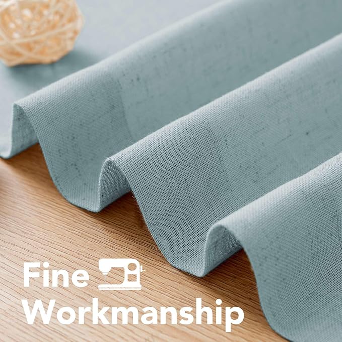 H.VERSAILTEX Living Room Linen Curtains - Semi Sheer, Nickel Grommet, Energy Saving, Light Filtering Window Treatments - Cloud Blue, 2 Panels, 52 x 96 Inch