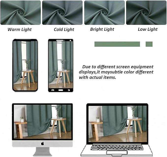 Simplebrand Ava Dark Green Short 36 Inches Blackout Curtain 2 Panels Set, Half Window Rod Pocket Privacy Curtain Tiers for Kitchen, Curtains Blackout for Bathroom Shades, W40 x L36 Inch, Dark Green