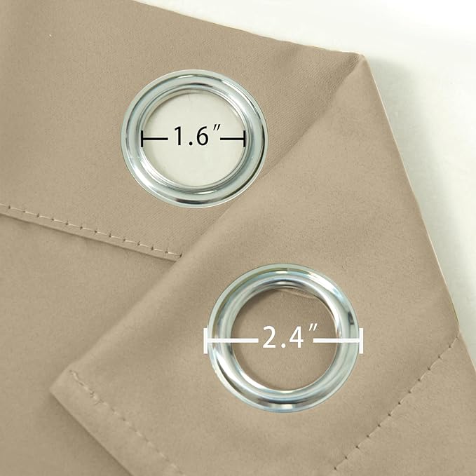 LEMOMO Blackout Curtains 40 x 63 inch/Beige Curtains Set of 2 Panels/Thermal Insulated Room Darkening Bedroom Curtains