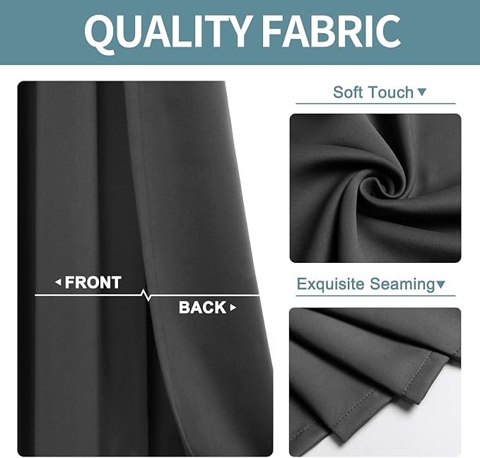 ChrisDowa Small Window Curtains 40 inches Long for Bedroom - Grommet Short Thermal Insulated Room Darkening Curtains for Kitchen (2 Panels, Dark Grey, 29 x 40 Inch)