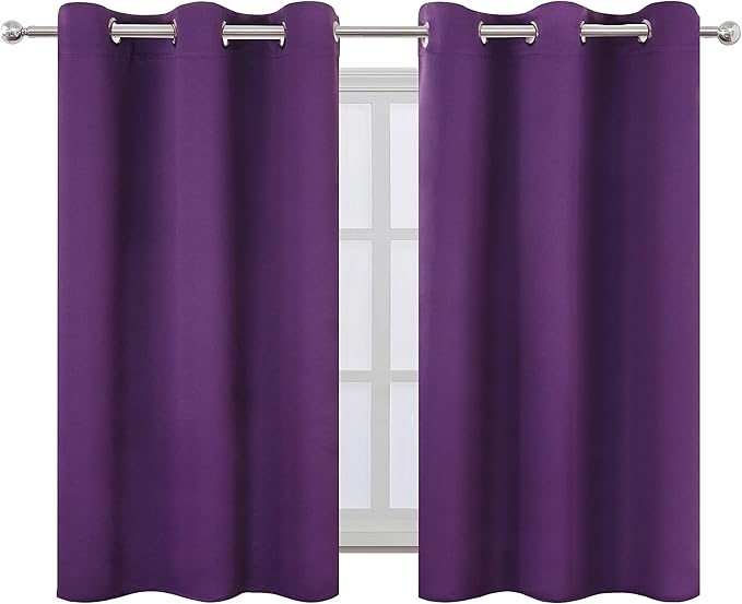 LEMOMO Purple Blackout Curtains 34 x 54 Inch Length/Set of 2 Curtain Panels/Thermal Insulated Room Darkening Blackout Curtains for Bedroom